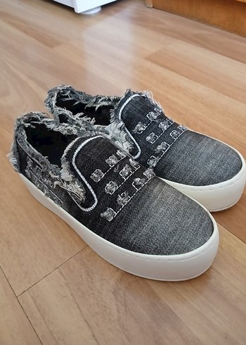 36 Beden Gri Denim Kadın Sneakers SADECE BİR KEZ GİYİLDİ Wedge Topuklu