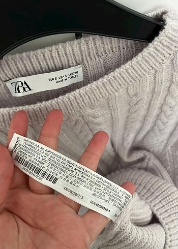 s Beden mor Renk Zara V Yaka Gri Örgü Kadın Süveter