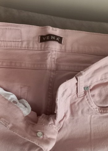 Vena Düğmeli Pembe Midi Kadın Pantolon