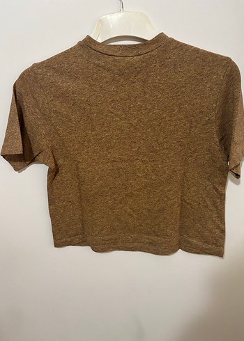 Kahverengi Kısa Kollu Basic Crop - Görsel 3