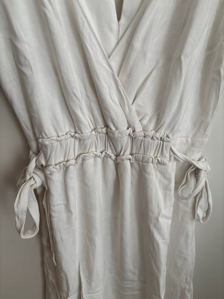 Beyaz Midi Bohem Elbise - Görsel 3