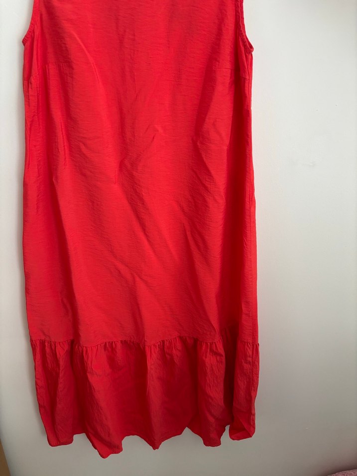 Kolsuz Midi Keten Elbise - Görsel 3