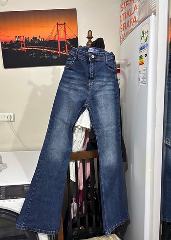 Diğer Koyu Mavi Yuksek Bel Denim Jean