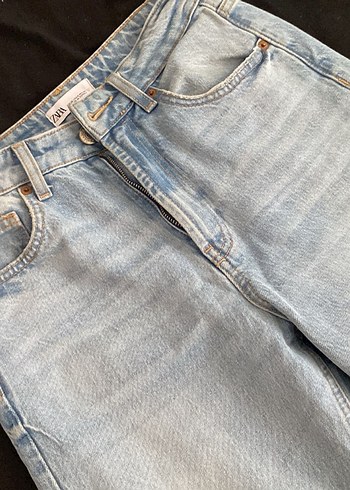Düğmeli Regular Fit Kadın Mavi Denim Jean
