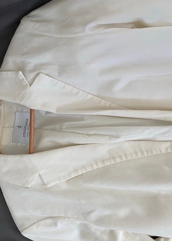 Stradivarius Beyaz Keten Blazet - Görsel 2