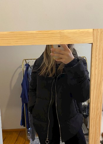 Stradivarius Siyah Fermuarlı Kadın Kışlık Mont - Görsel 2