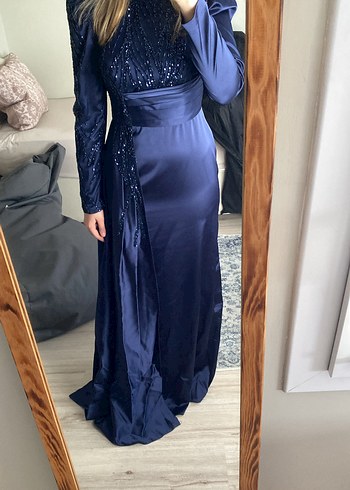 Lacivert Tesettür Abiye - Görsel 3