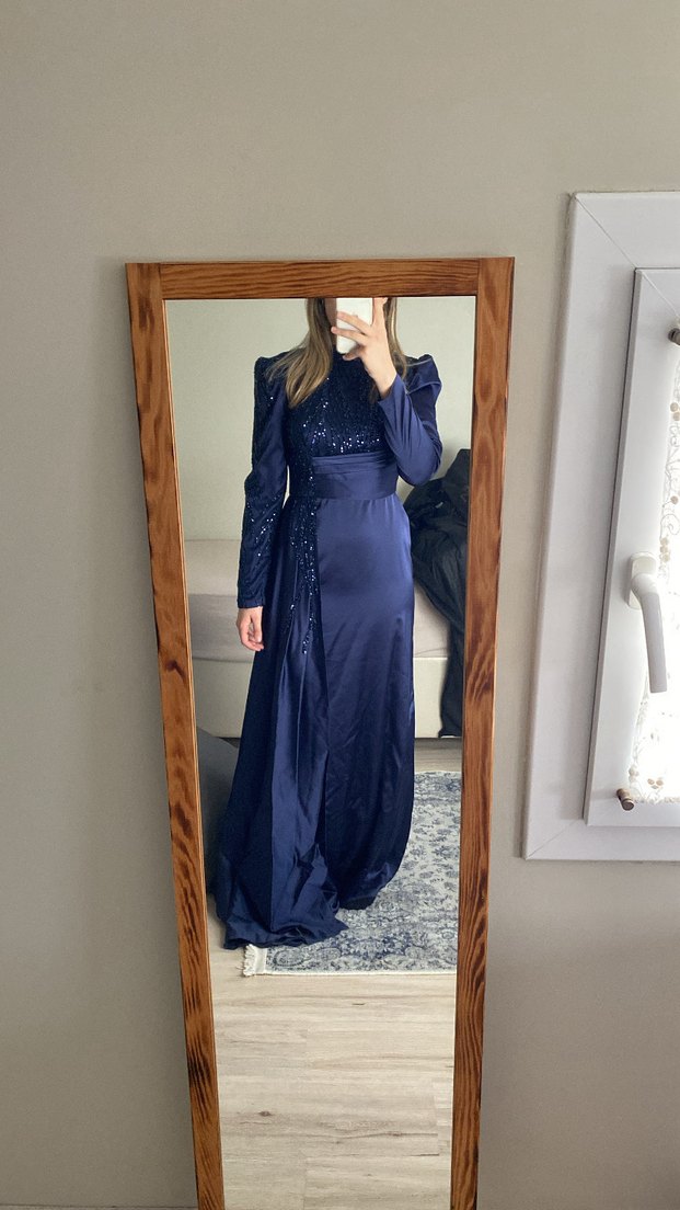 Lacivert Tesettür Abiye - Görsel 4