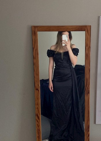 SİYAH SATEN ABİYE - Görsel 2