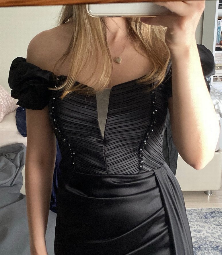 SİYAH SATEN ABİYE - Görsel 3