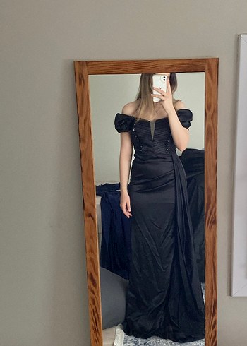 SİYAH SATEN ABİYE - Görsel 2