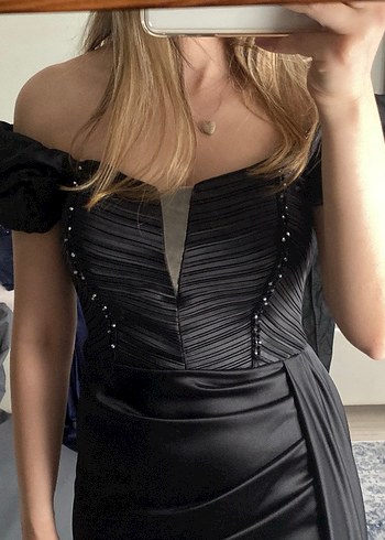 SİYAH SATEN ABİYE - Görsel 3