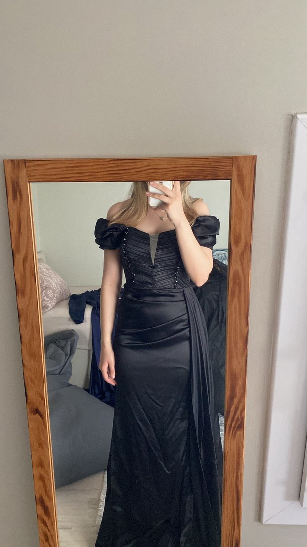 SİYAH SATEN ABİYE - Görsel 4