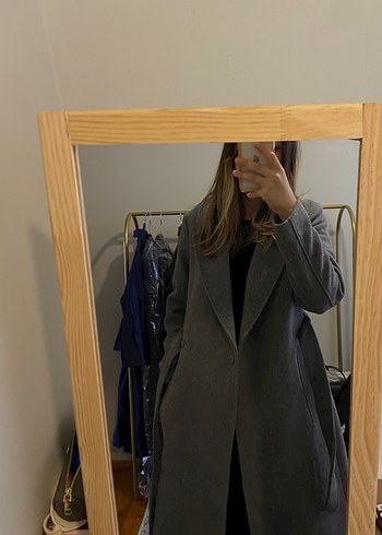 s Beden H&M Antrasit Uzun Kadın Kaban