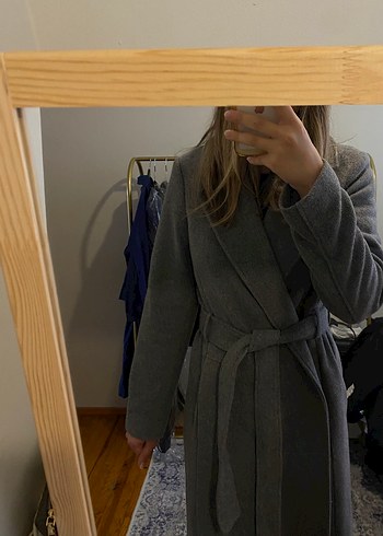 s Beden gri Renk H&M Antrasit Uzun Kadın Kaban