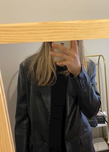 s Beden siyah Renk Bershka Deri Blazer Ceket