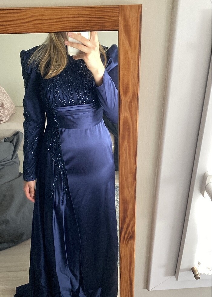 LACİVERT TESETTÜR ABİYE - Görsel 2