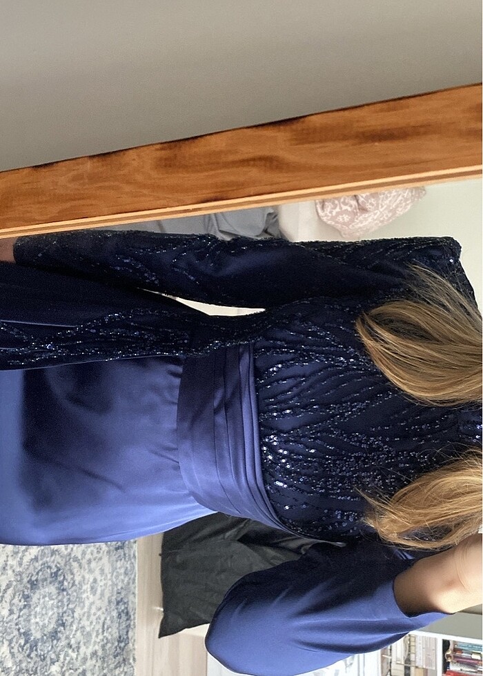 LACİVERT TESETTÜR ABİYE - Görsel 4