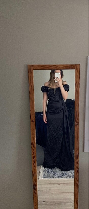 SİYAH SATEN ABİYE - Görsel 2