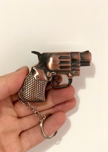 Kahverengi Parlak Tabanca Çakmak Anahtarlık - Görsel 8