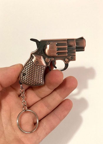 Kahverengi Parlak Tabanca Çakmak Anahtarlık - Görsel 6