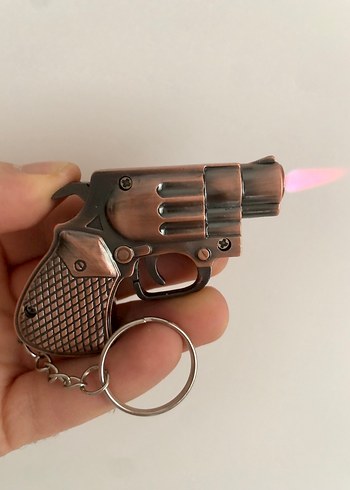 Kahverengi Parlak Tabanca Çakmak Anahtarlık - Görsel 5