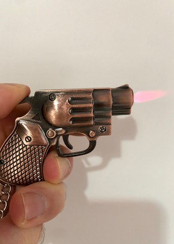 Kahverengi Parlak Tabanca Çakmak Anahtarlık - Görsel 7