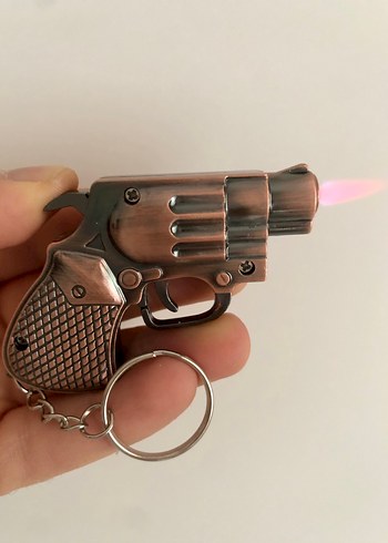 Kahverengi Parlak Tabanca Çakmak Anahtarlık - Görsel 9