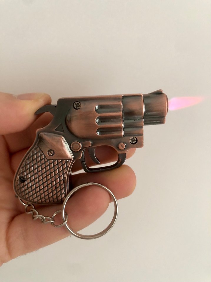 Kahverengi Parlak Tabanca Çakmak Anahtarlık - Görsel 5