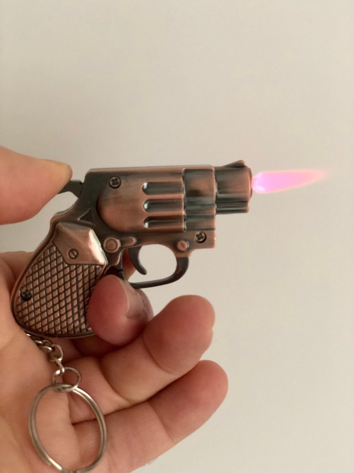 Kahverengi Parlak Tabanca Çakmak Anahtarlık - Görsel 2