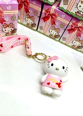 Pembe Hello Kitty Şeritli Çakmak Anahtarlık - Görsel 6