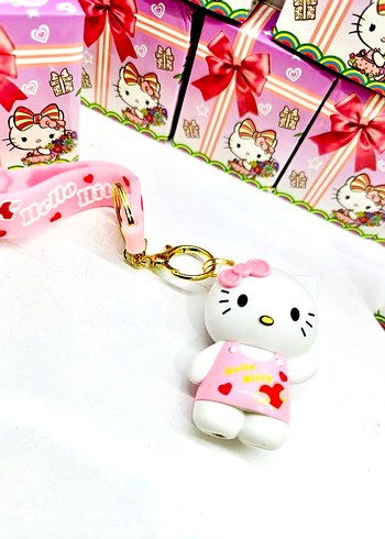 Pembe Hello Kitty Şeritli Çakmak Anahtarlık - Görsel 7