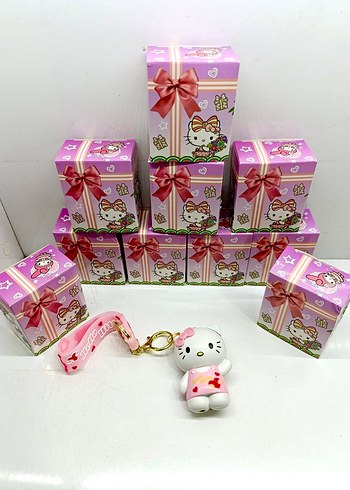 Pembe Hello Kitty Şeritli Çakmak Anahtarlık - Görsel 5