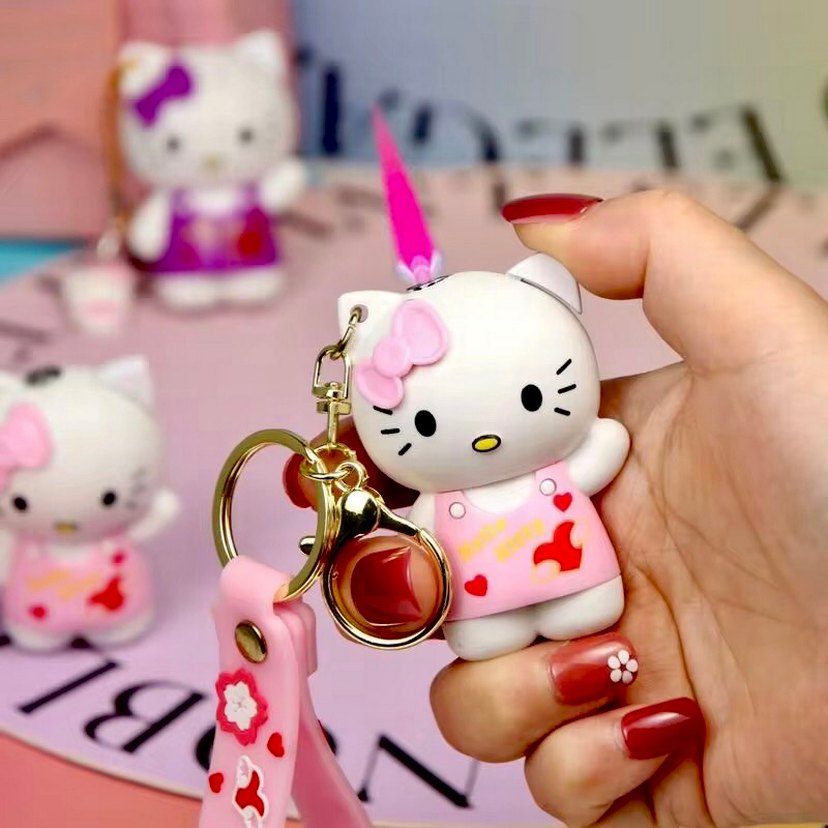 Pembe Hello Kitty Şeritli Çakmak Anahtarlık - Görsel 2