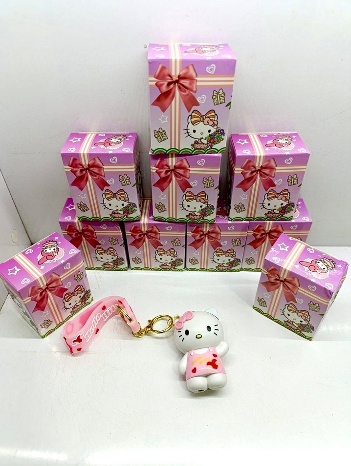 Pembe Hello Kitty Şeritli Çakmak Anahtarlık - Görsel 5