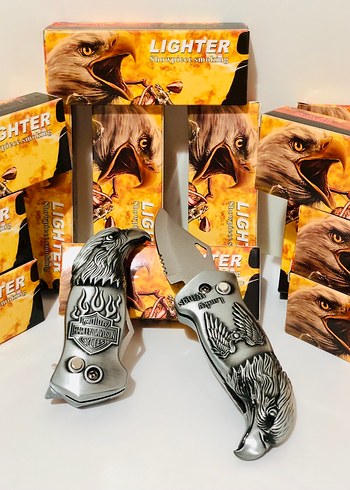 Gri Kartal Desenli Erkek Çakı Çakmak - Görsel 3