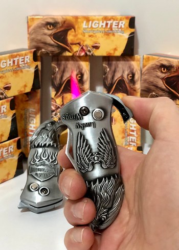 Gri Kartal Desenli Erkek Çakı Çakmak - Görsel 2