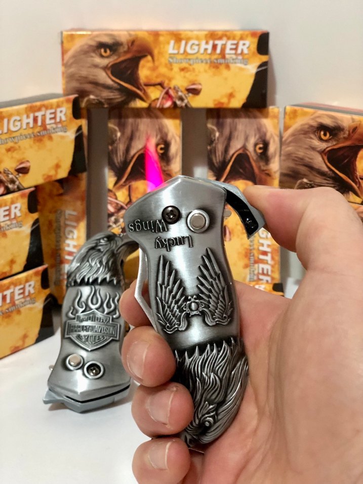 Gri Kartal Desenli Erkek Çakı Çakmak - Görsel 2