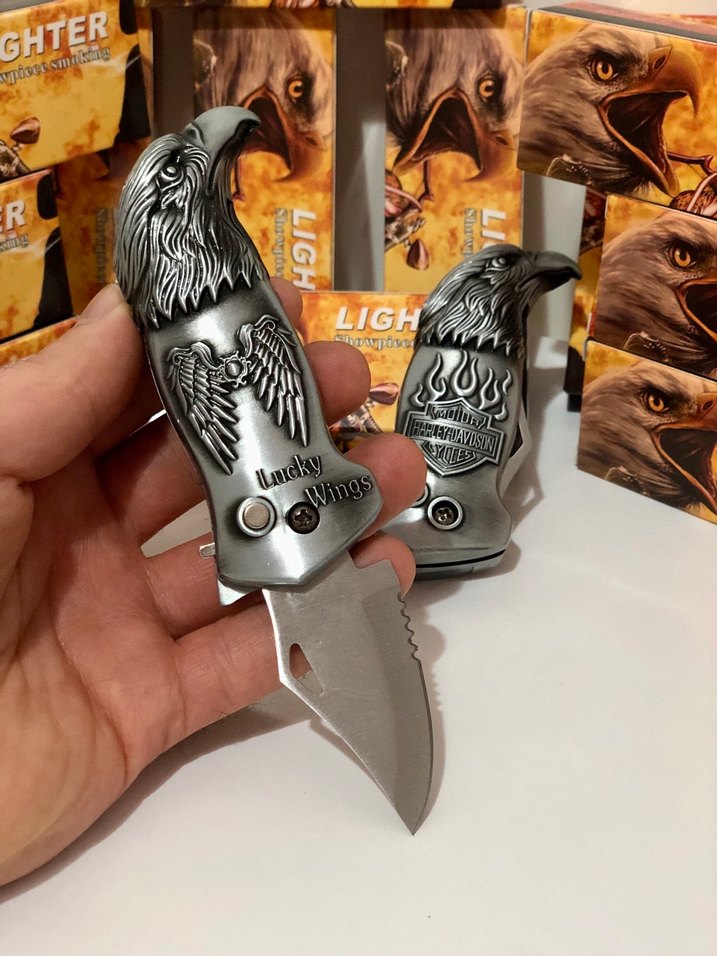 Gri Kartal Desenli Erkek Çakı Çakmak - Görsel 4