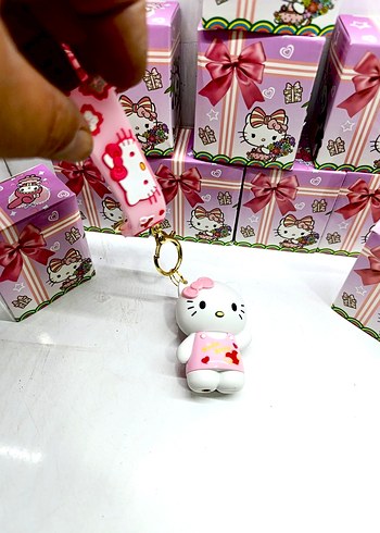 Pembe Hello Kitty Püsküllü Anahtarlık Çakmak - Görsel 6