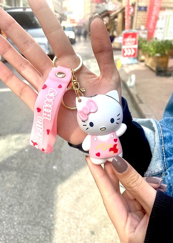 Pembe Hello Kitty Püsküllü Anahtarlık Çakmak - Görsel 2
