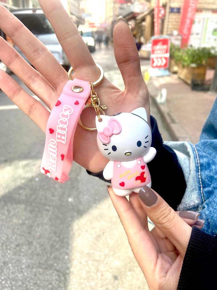 Pembe Hello Kitty Püsküllü Anahtarlık Çakmak - Görsel 2