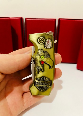 Altın Renkli Harley-Davidson Çakı Çakmak - Görsel 3