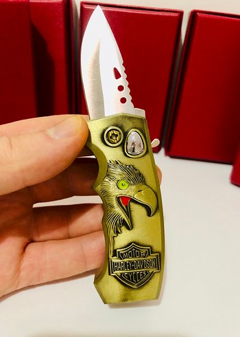 Altın Renkli Harley-Davidson Çakı Çakmak - Görsel 2