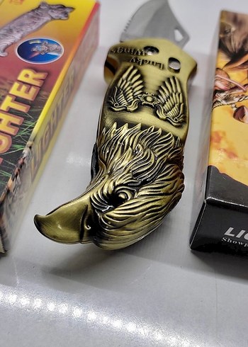 Kartal figürlü altın renkli çakmak - Görsel 4