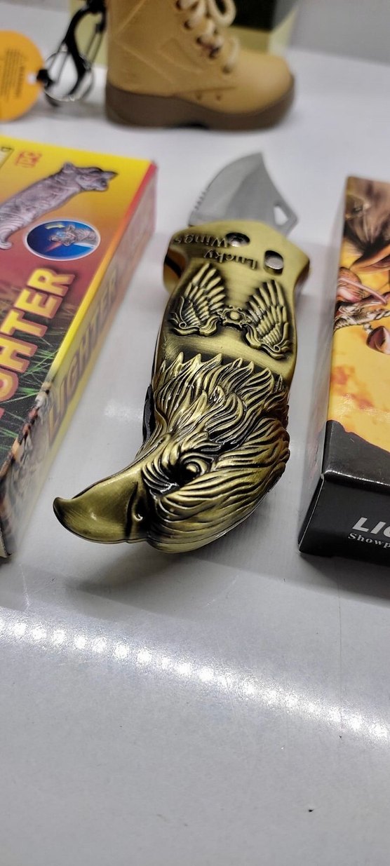 Kartal figürlü altın renkli çakmak - Görsel 4