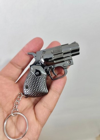 Renkli Alevli Siyah Çakmak Tabanca - Görsel 2