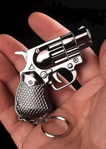 Renkli Alevli Siyah Çakmak Tabanca - Görsel 3