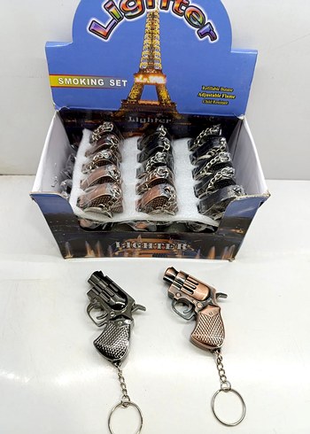 Renkli Alevli Siyah Çakmak Tabanca - Görsel 6