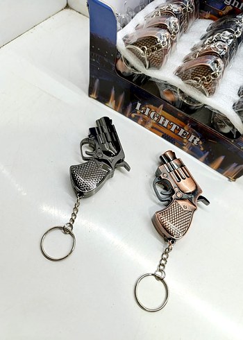 Renkli Alevli Siyah Çakmak Tabanca - Görsel 5